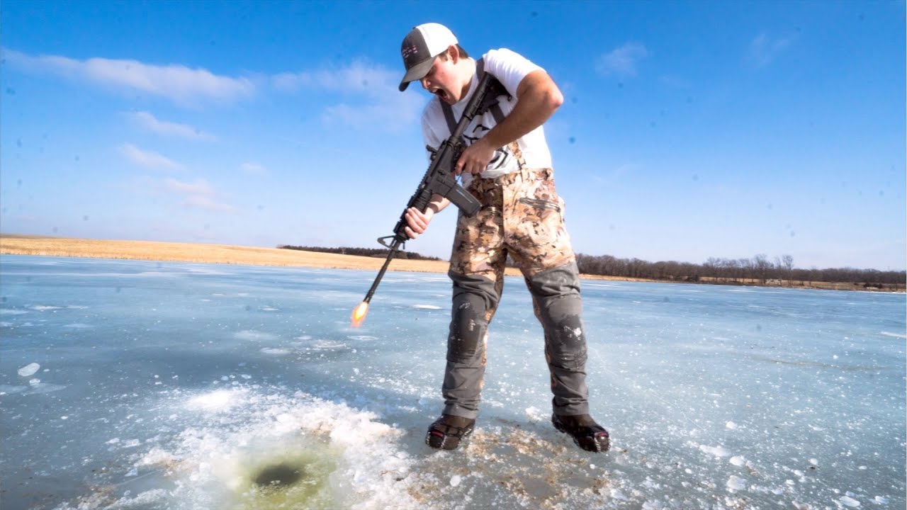 IDIOTS take GUNS Ice Fishing!!! (BAD IDEA)